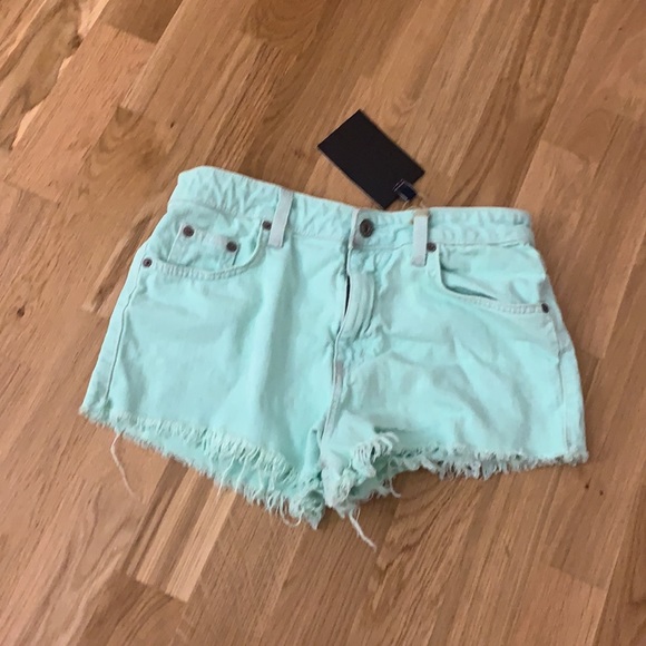 NWT Carmar mint green denim distressed shorts - Picture 2 of 6